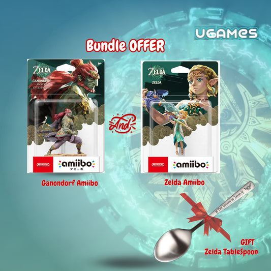 Zelda and Ganondorf Amiibo Bundle + Gift (Zelda TOTK Spoon)